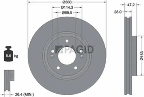 Pagid OEM Brake Disc 54665NC (Front)