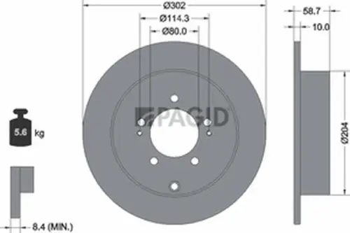 Pagid OEM Brake Disc 54670NC (Rear)