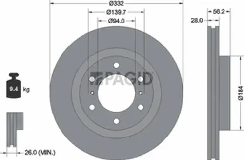 Pagid OEM Brake Disc 54672NC (Front)