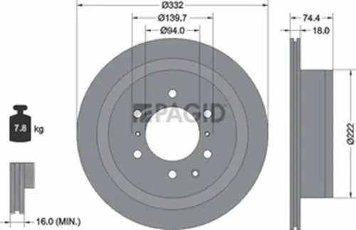 Pagid OEM Brake Disc 54673NC (Rear)