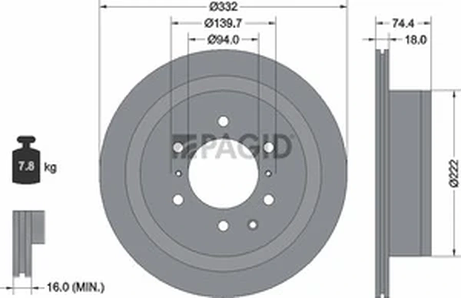 Pagid OEM Brake Disc 54673NC (Rear)