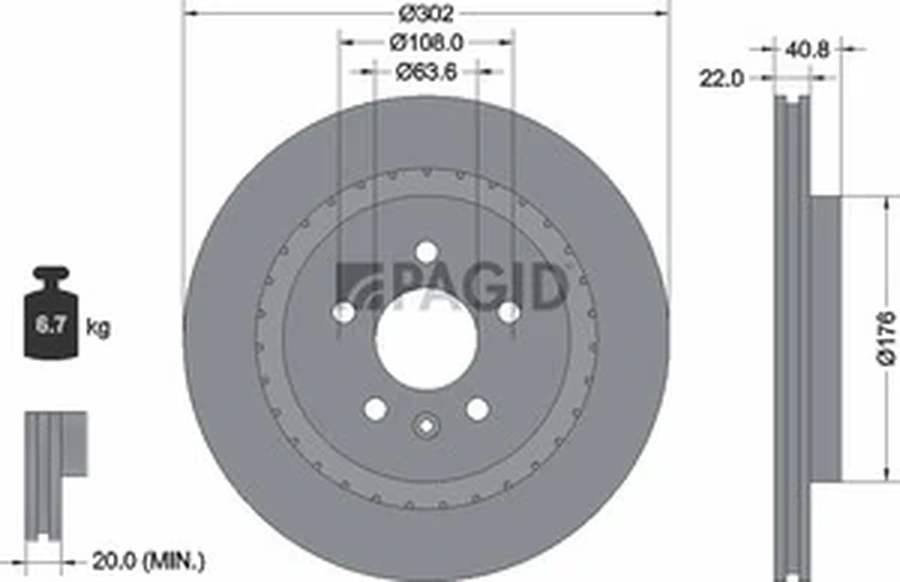 Pagid OEM Brake Disc 54683NHC (Rear)
