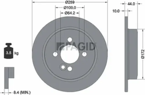 Pagid OEM Brake Disc 54750NC (Rear)