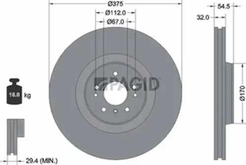 Pagid OEM Brake Disc 54766NC (Front)