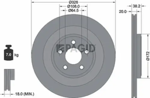 Pagid OEM Brake Disc 54780NHC (Rear)