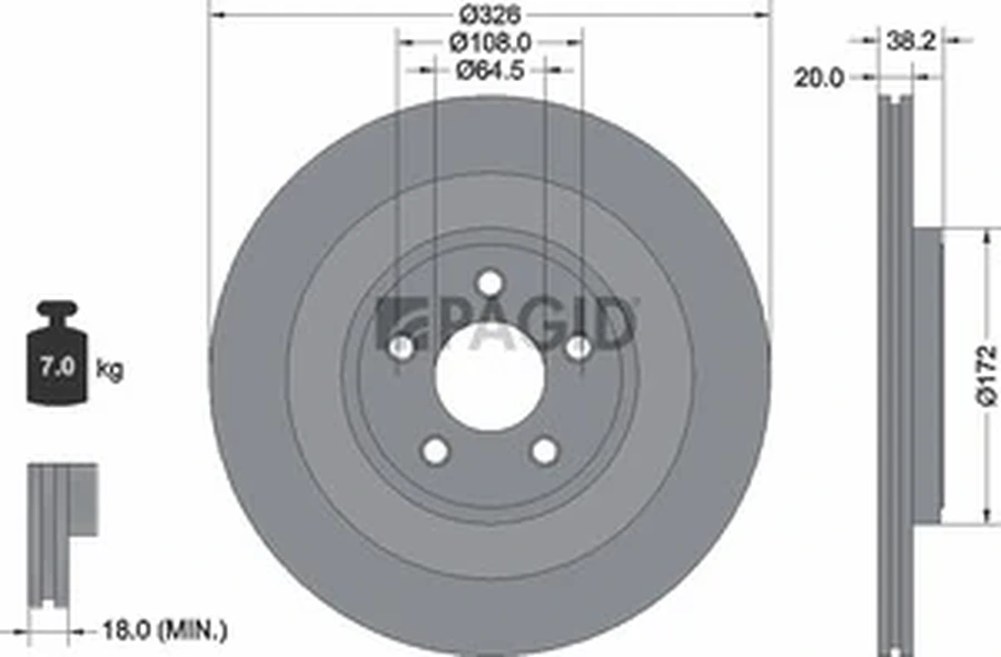 Pagid OEM Brake Disc 54780NHC (Rear)