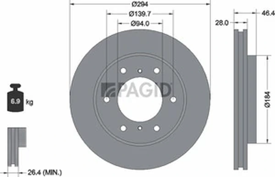 Pagid OEM Brake Disc 54802NC (Front)