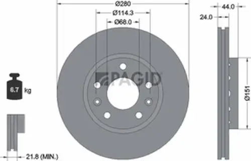 Pagid OEM Brake Disc 54955NC (Front)
