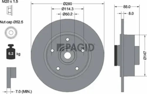 Pagid OEM Brake Disc 54960NC (Rear)