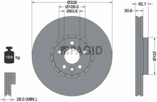 Pagid OEM Brake Disc 54963NHC (Front)