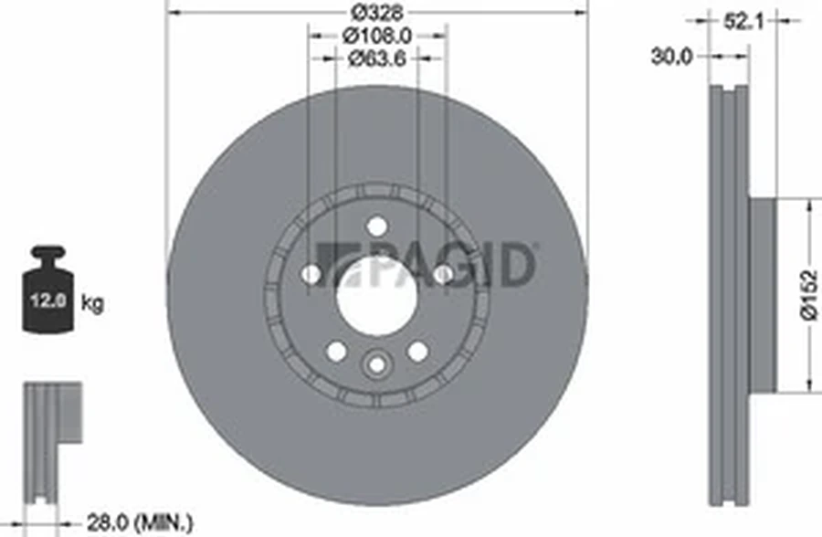 Pagid OEM Brake Disc 54963NHC (Front)