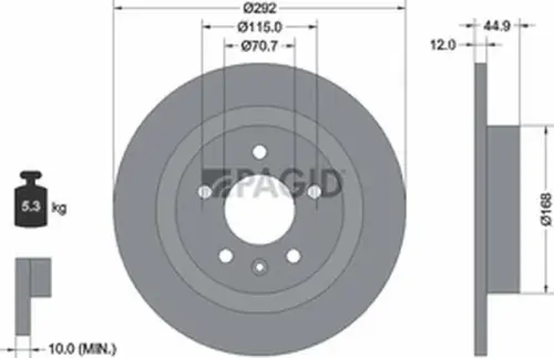 Pagid OEM Brake Disc 55057NC (Rear)