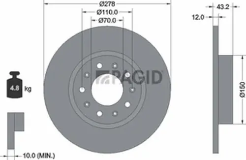 Pagid OEM Brake Disc 55210NC (Rear)
