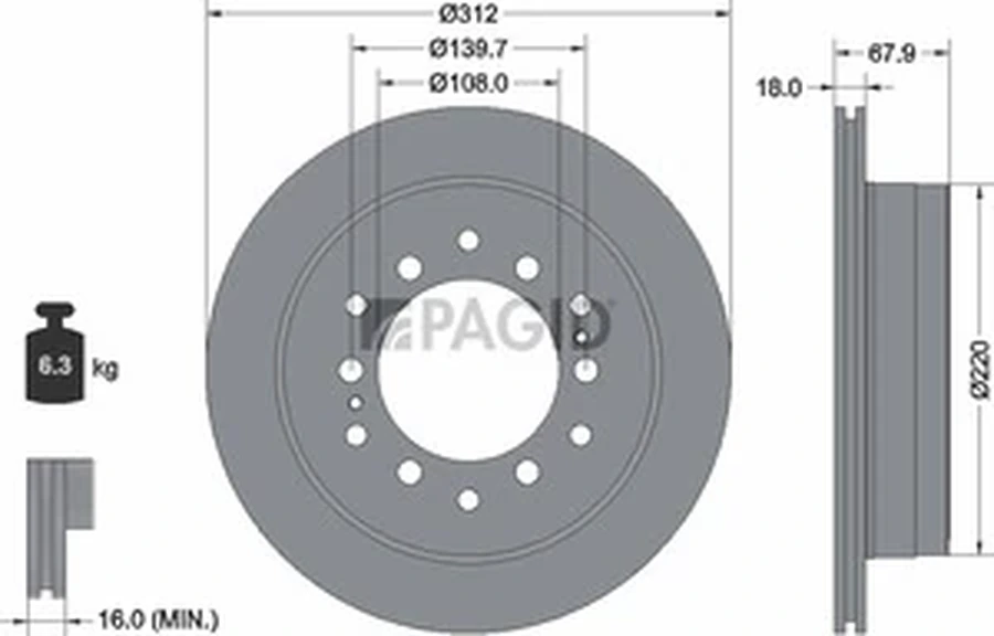 Pagid OEM Brake Disc 55310NC (Rear)