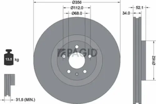 Pagid OEM Brake Disc 55382NHC (Front)