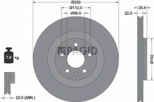 Pagid OEM Brake Disc 55383NHC (Rear)