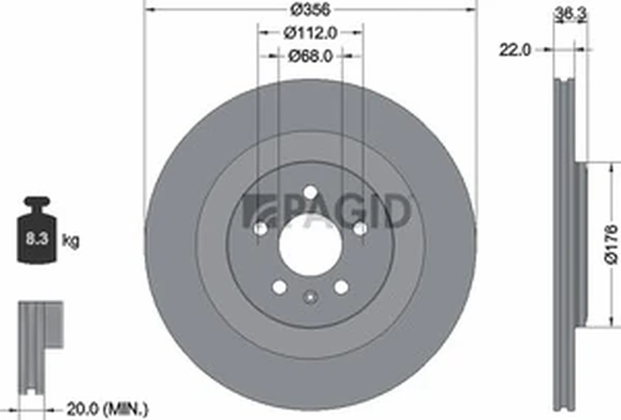 Pagid OEM Brake Disc 55418NC (Rear)