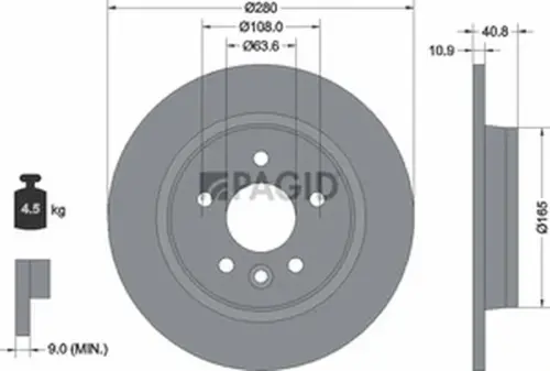 Pagid OEM Brake Disc 55556NC (Rear)
