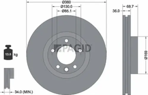 Pagid OEM Brake Disc 55626NHC (Front)
