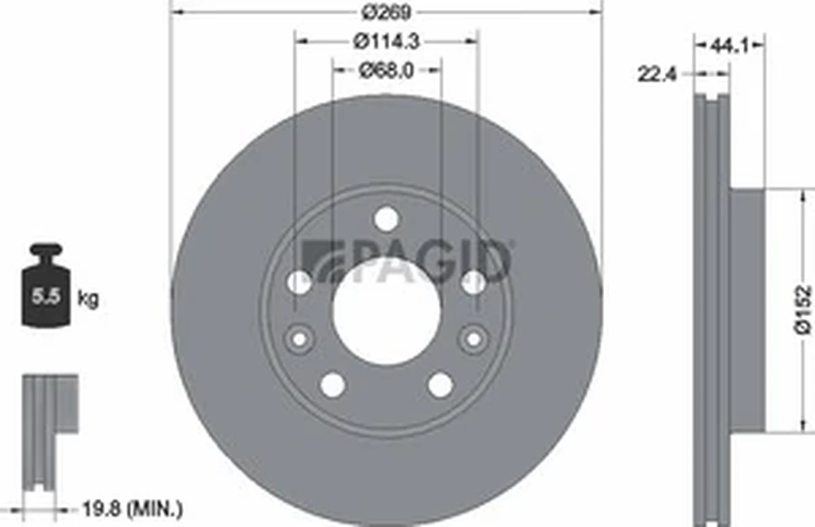 Pagid OEM Brake Disc 55726NC (Front)
