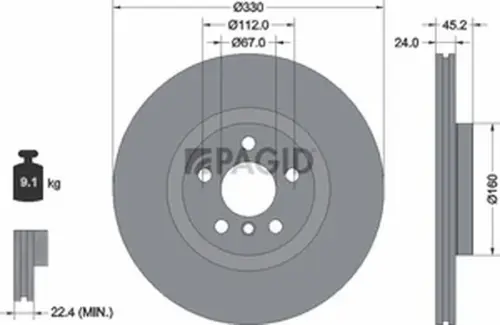 Pagid OEM Brake Disc 55744NHC (Front)