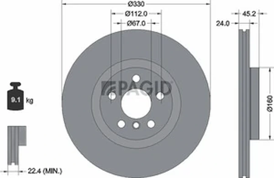 Pagid OEM Brake Disc 55744NHC (Front)