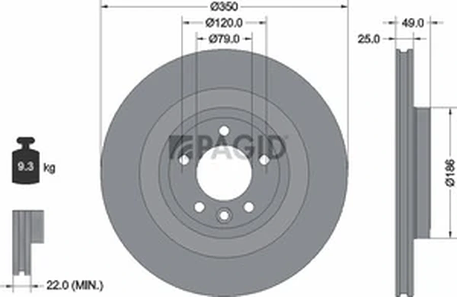 Pagid OEM Brake Disc 55784NC (Rear)