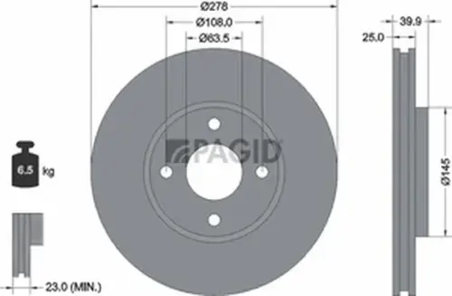Pagid OEM Brake Disc 55790NC (Front)