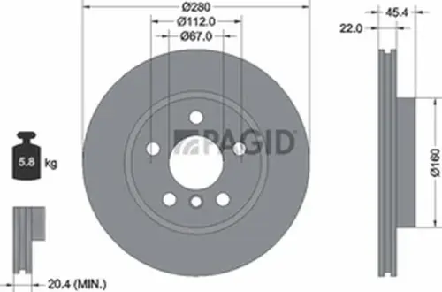 Pagid OEM Brake Disc 55792NC (Front)