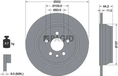 Pagid OEM Brake Disc 55830NC (Rear)