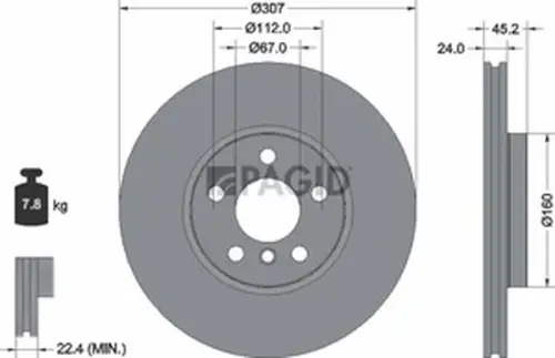 Pagid OEM Brake Disc 55836NHC (Front)