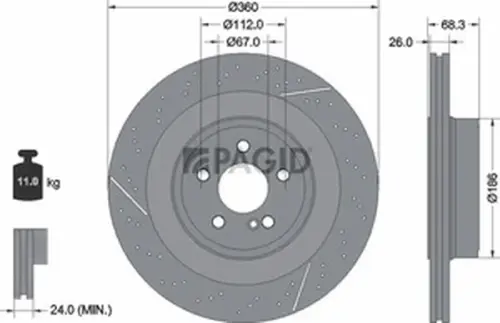 Pagid OEM Brake Disc 55838NHC (Rear)