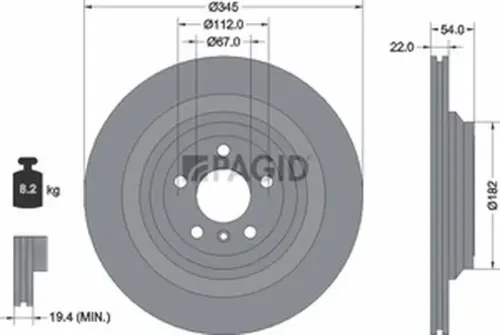 Pagid OEM Brake Disc 55840NC (Rear)