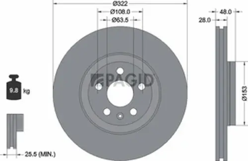 Pagid OEM Brake Disc 55874NC (Front)