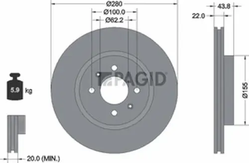 Pagid OEM Brake Disc 55883NC (Front)