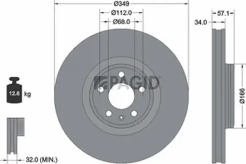 Pagid OEM Brake Disc 55893NHC (Front)