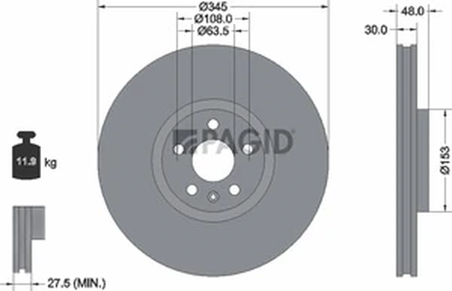 Pagid OEM Brake Disc 55898NHC (Front)