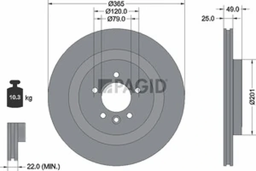Pagid OEM Brake Disc 55930NC (Rear)