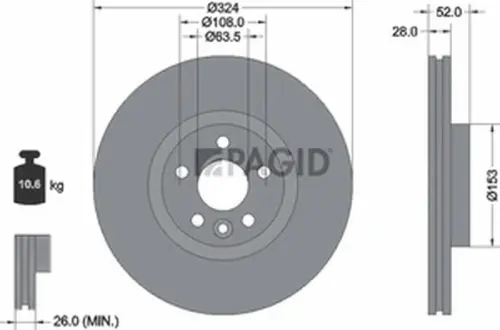 Pagid OEM Brake Disc 55932NHC (Front)