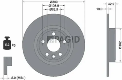 Pagid OEM Brake Disc 55938NC (Rear)