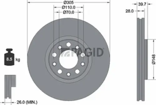 Pagid OEM Brake Disc 55939NC (Front)