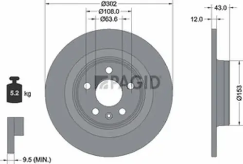 Pagid OEM Brake Disc 55951NHC (Rear)