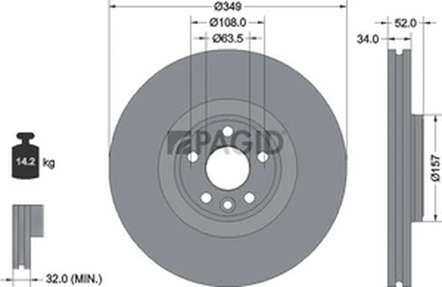 Pagid OEM Brake Disc 56018NHC (Front)