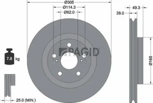 Pagid OEM Brake Disc 56043NHC (Front)