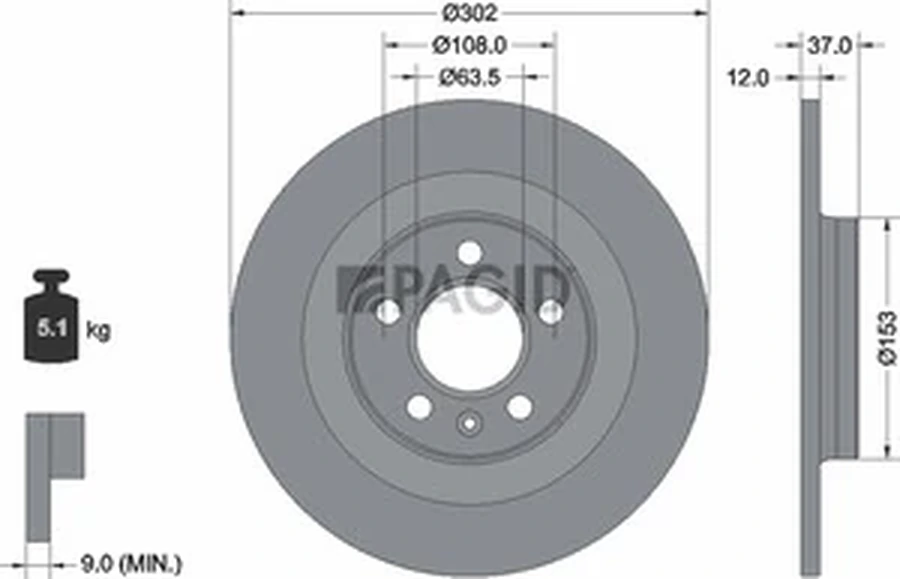 Pagid OEM Brake Disc 56047NC (Rear)