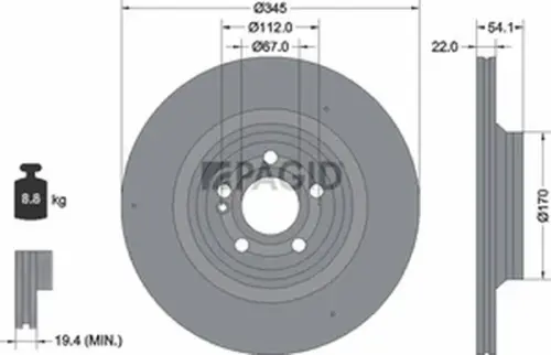 Pagid OEM Brake Disc 56070NHC (Rear)
