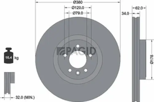 Pagid OEM Brake Disc 56164NHC (Front)