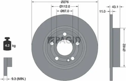 Pagid OEM Brake Disc 56168NC (Rear)