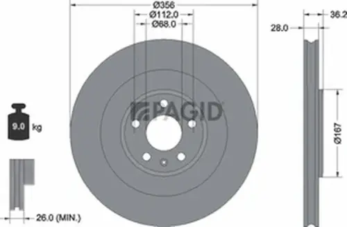 Pagid OEM Brake Disc 56412NHC (Rear)