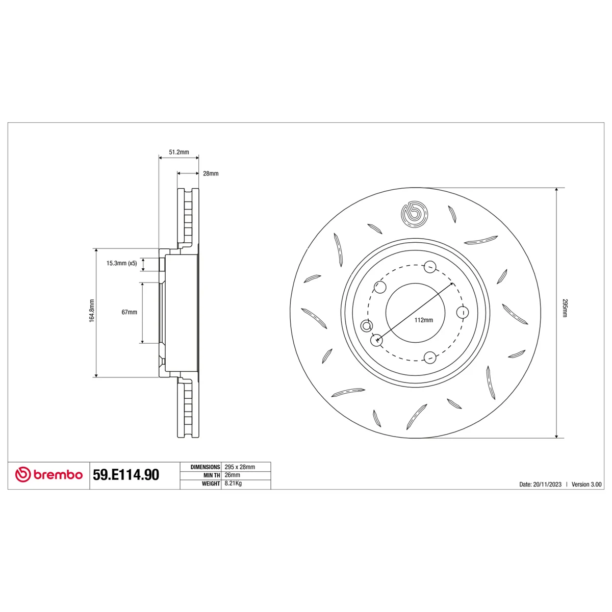 Brembo Sport Brake Disc 59.E114.90 (Front)